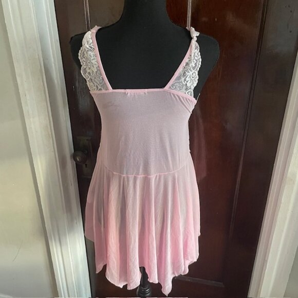 Pink Babydoll Sheer Mesh/Lace Front Closure Chemise Fairy  MEDIUM - Picture 3 of 7
